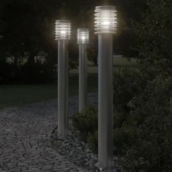 vidaXL Iluminación-Lámpara de suelo de exterior acero inoxidable 110 cm