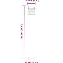 vidaXL Iluminación-Lámpara de suelo de exterior acero inoxidable 110 cm