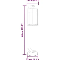 vidaXL Lámpara de suelo de exterior acero inoxidable negro 60 cm Discount
