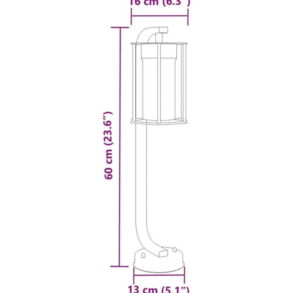 vidaXL Lámpara de suelo de exterior acero inoxidable negro 60 cm Discount