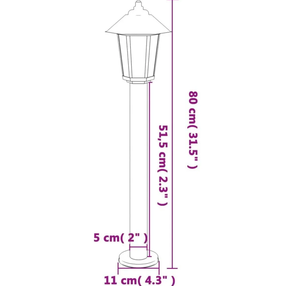 vidaXL Iluminación-Lámpara de suelo de exterior acero inoxidable 80 cm