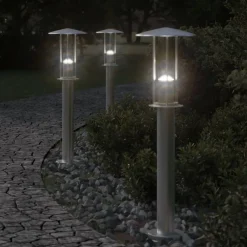 vidaXL Iluminación-Lámpara de suelo de exterior acero inoxidable 60 cm