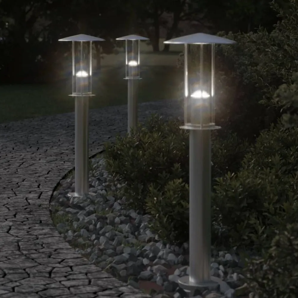vidaXL Iluminación-Lámpara de suelo de exterior acero inoxidable 60 cm
