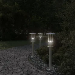 vidaXL Iluminación-Lámpara de suelo de exterior acero inoxidable 60 cm