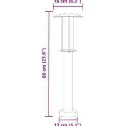vidaXL Iluminación-Lámpara de suelo de exterior acero inoxidable 60 cm