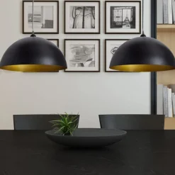 vidaXL Lámpara de techo 2 uds altura ajustable semiesférica negra Negro