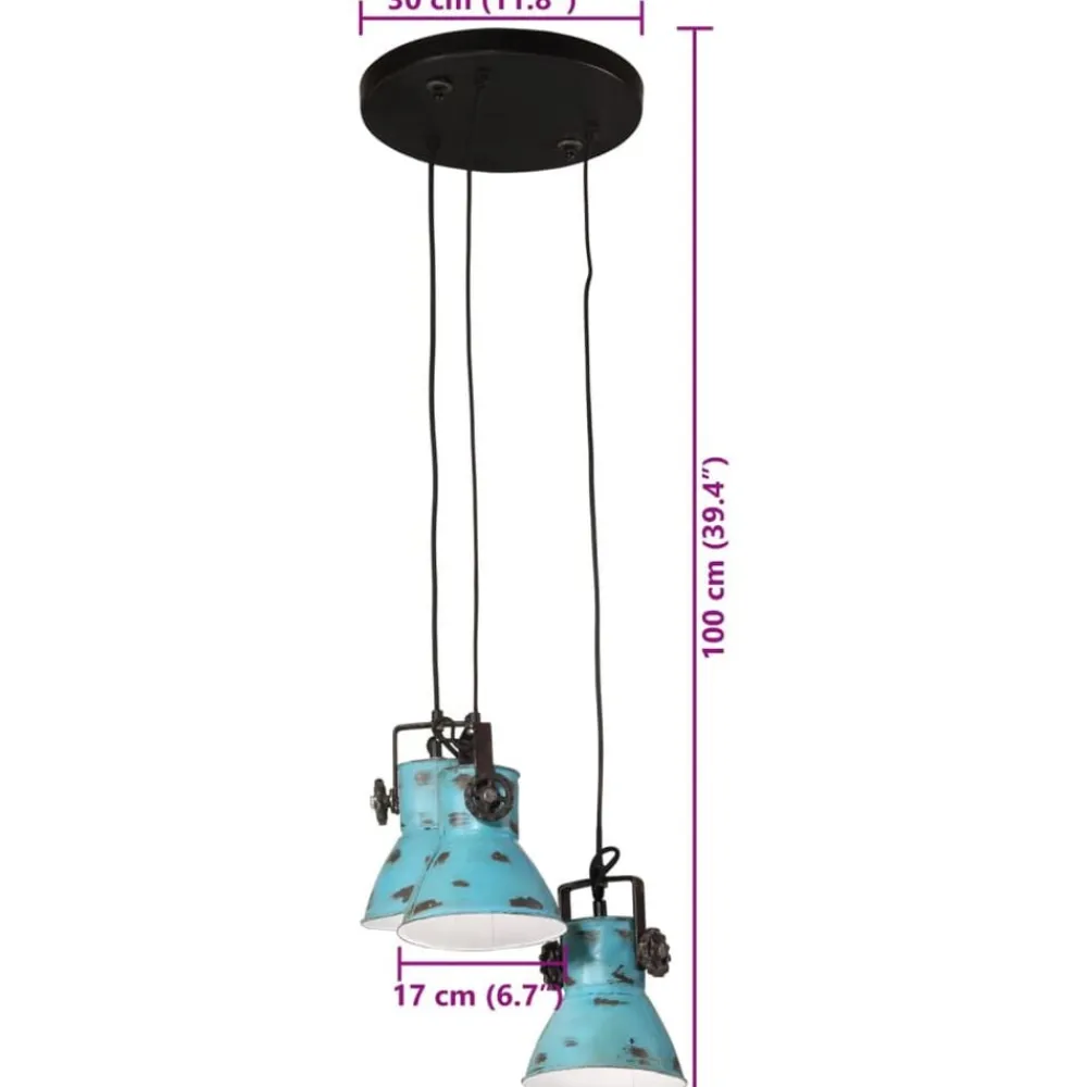 vidaXL Lámpara de techo desgastado 25 W E27 30x30x100 cm Azul Best
