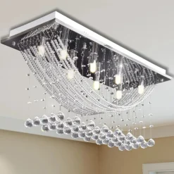 vidaXL Lámpara de techo con lágrimas de cristal 8 x G9 29 cm Online