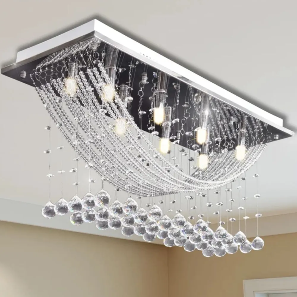 vidaXL Lámpara de techo con lágrimas de cristal 8 x G9 29 cm Online