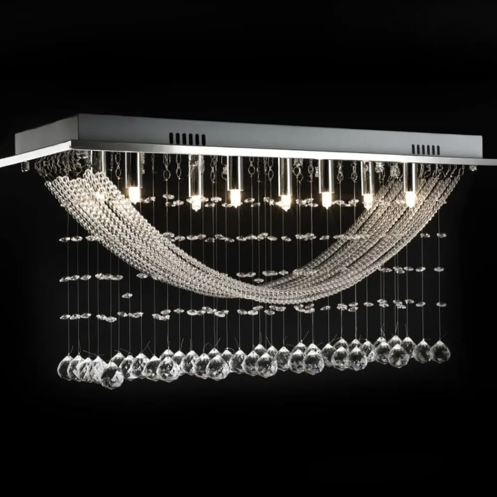 vidaXL Lámpara de techo con lágrimas de cristal 8 x G9 29 cm Online