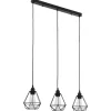 vidaXL Iluminación-Lámpara de techo con diseño de rombos negra 3 bombillas E27
