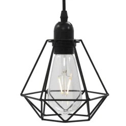 vidaXL Iluminación-Lámpara de techo con diseño de rombos negra 3 bombillas E27