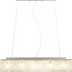 vidaXL Iluminación-Lámpara de techo con cuentas de cristal plateado 104 cm E14