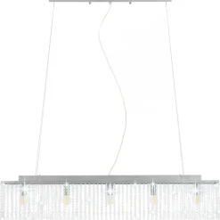 vidaXL Iluminación-Lámpara de techo con cuentas de cristal plateado 104 cm E14
