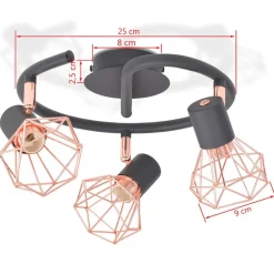 vidaXL Lámpara de techo con 3 bombillas LED de filamento 12 W Online