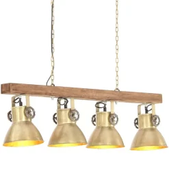 vidaXL Lámpara de techo industrial madera de mango latón E27 Hot
