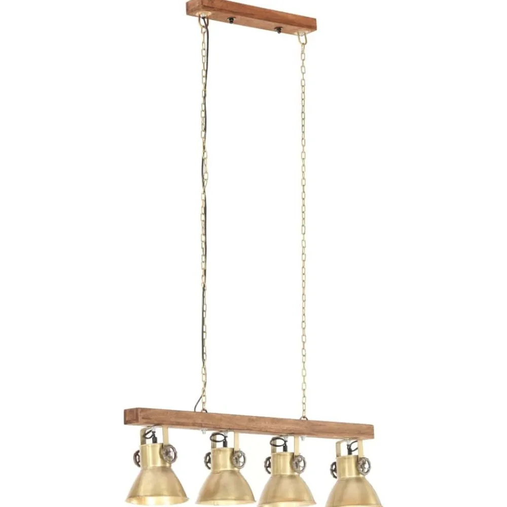vidaXL Lámpara de techo industrial madera de mango latón E27 Hot