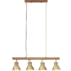 vidaXL Lámpara de techo industrial madera de mango latón E27 Hot