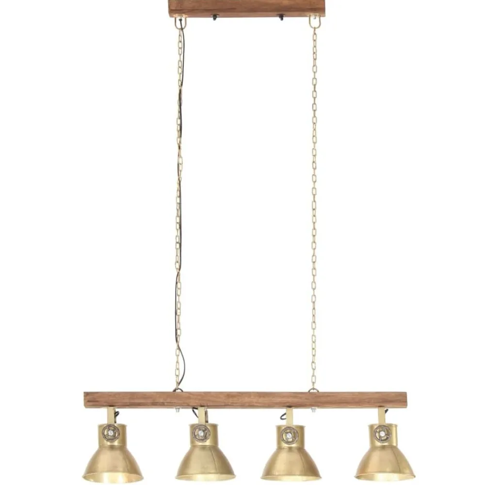 vidaXL Lámpara de techo industrial madera de mango latón E27 Hot