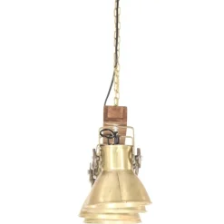 vidaXL Lámpara de techo industrial madera de mango latón E27 Hot