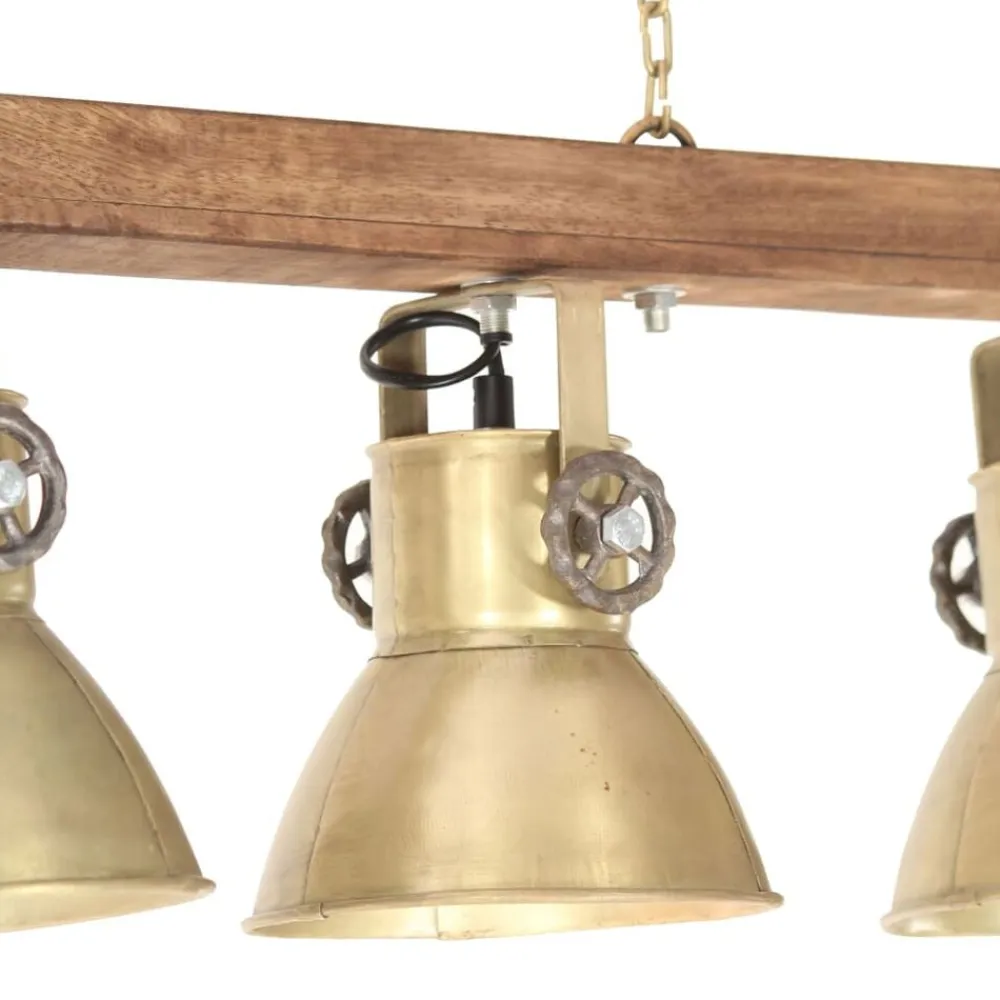 vidaXL Lámpara de techo industrial madera de mango latón E27 Hot