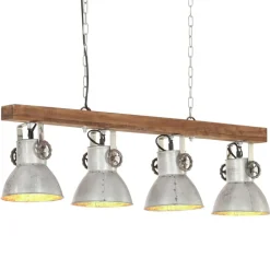 vidaXL Lámpara de techo industrial madera de mango plateado E27 Best