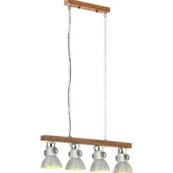 vidaXL Lámpara de techo industrial madera de mango plateado E27 Best
