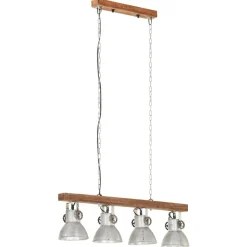 vidaXL Lámpara de techo industrial madera de mango plateado E27 Best