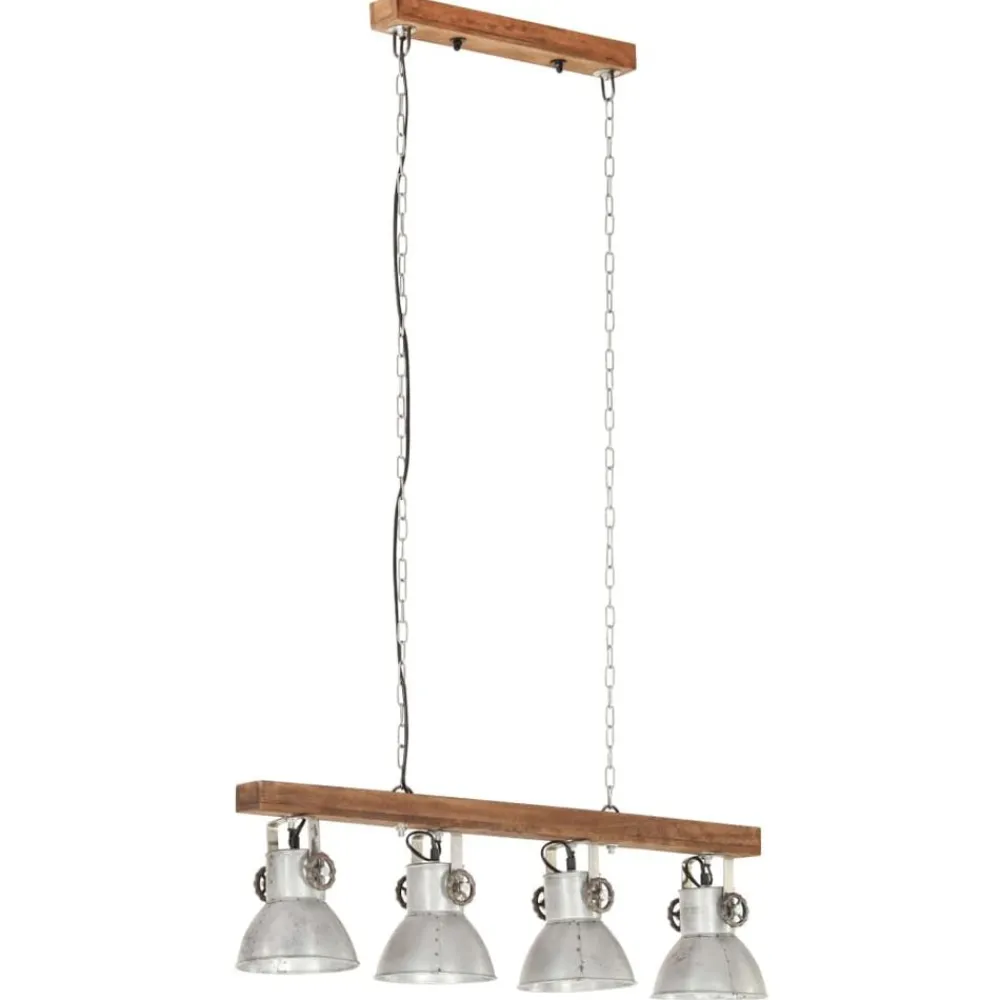 vidaXL Lámpara de techo industrial madera de mango plateado E27 Best