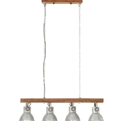 vidaXL Lámpara de techo industrial madera de mango plateado E27 Best