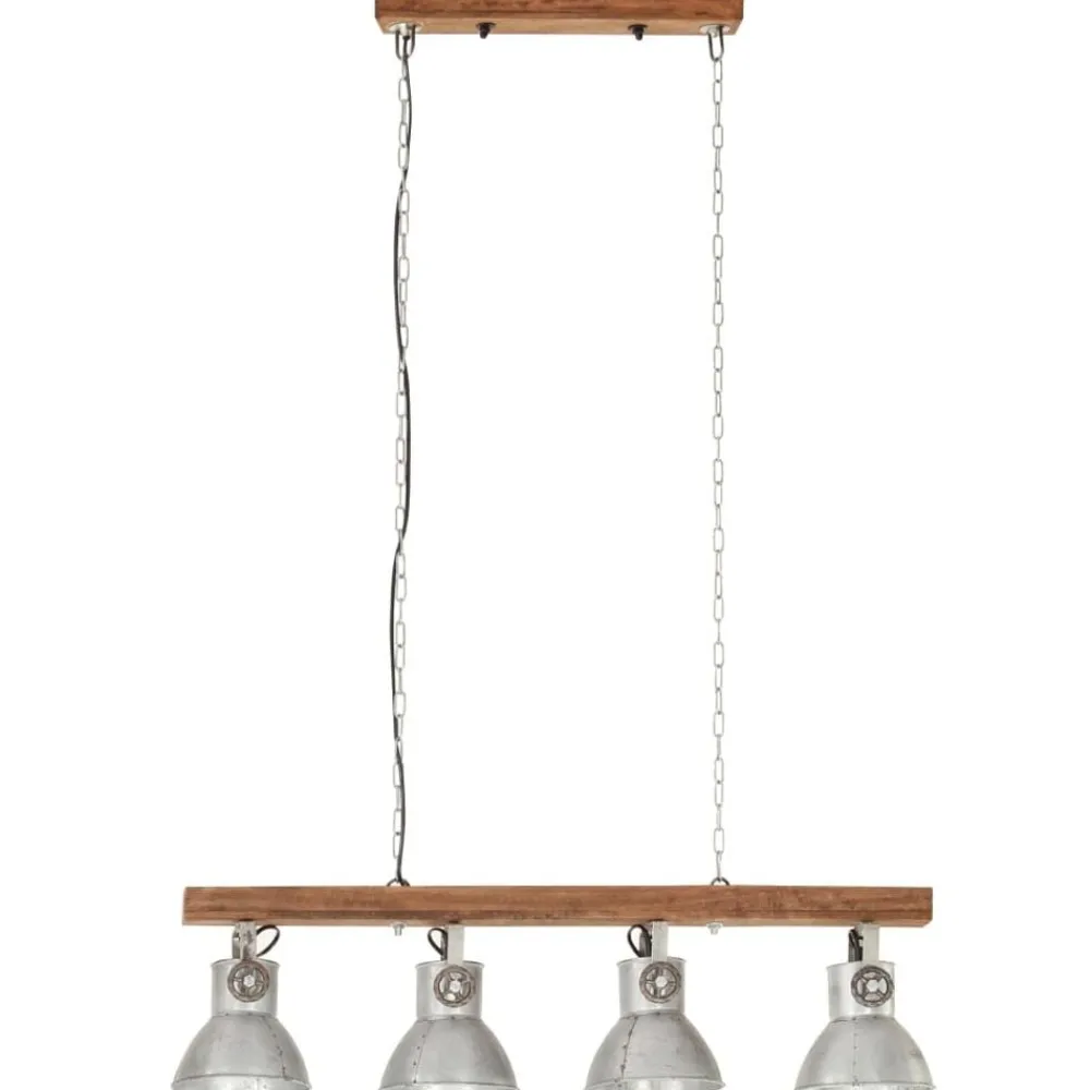 vidaXL Lámpara de techo industrial madera de mango plateado E27 Best