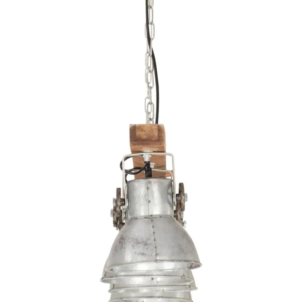vidaXL Lámpara de techo industrial madera de mango plateado E27 Best