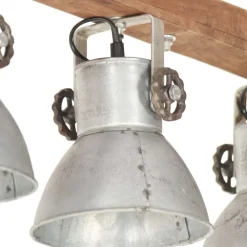 vidaXL Lámpara de techo industrial madera de mango plateado E27 Best