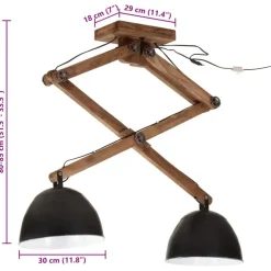 vidaXL Iluminación-Lámpara de techo negra 25 W E27 29x18x85 cm
