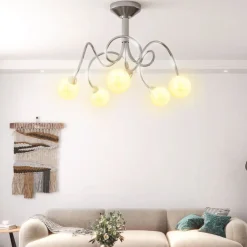 vidaXL Lámpara de techo pantallas cristal redonda 5 bombillas LED G9 Online