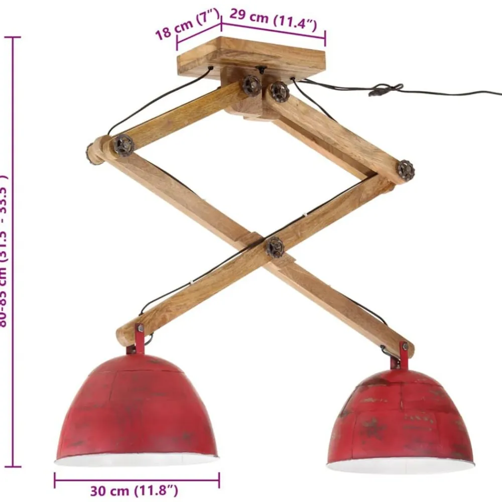 vidaXL Iluminación-Lámpara de techo desgastado 25 W E27 29x18x85 cm