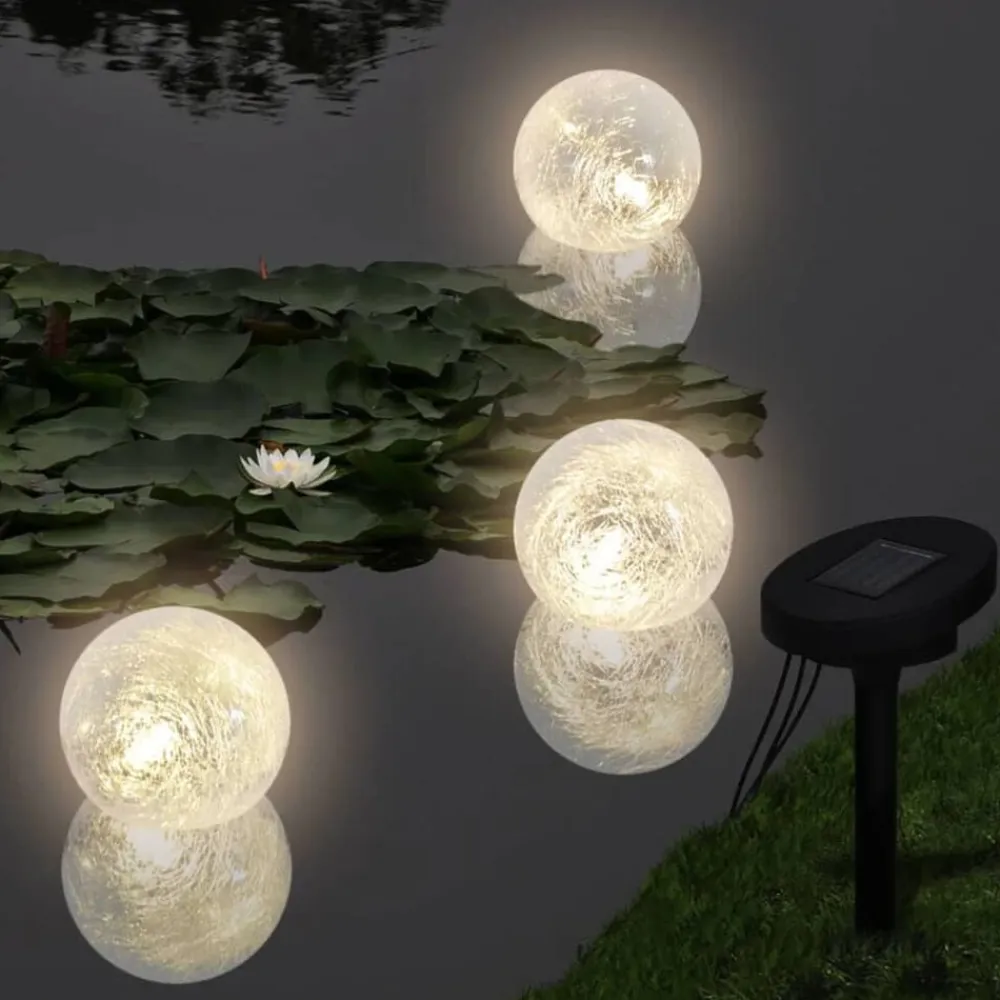 vidaXL Iluminación-Lámpara solar con 3 LED flotantes en forma de bola para piscina