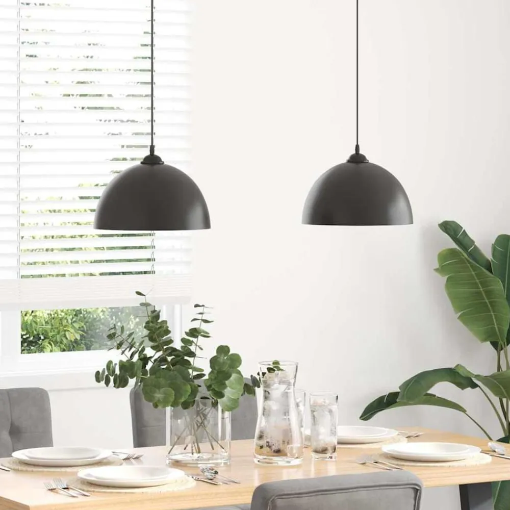 vidaXL Iluminación-Lámparas colgantes 2 uds regulable en altura E27 Ø 30 cm