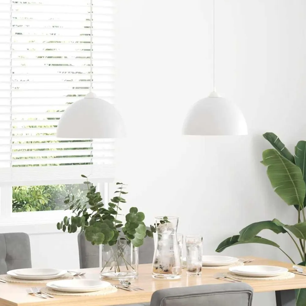 vidaXL Lámparas colgantes 2 uds regulable en altura E27 Ø 30 cm Blanco Hot