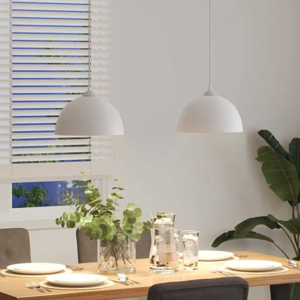 vidaXL Lámparas colgantes 2 uds regulable en altura E27 Ø 30 cm Blanco Hot