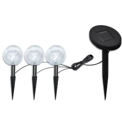 vidaXL Iluminación-Lámparas de bola jardín LED anclajes y paneles solares 3 uds