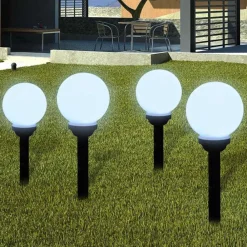 vidaXL Lámparas de camino de jardín 4 uds LED 15 cm con pincho New