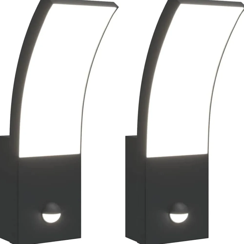 vidaXL Iluminación-Lámparas de pared LED exterior con sensor 2 uds aluminio