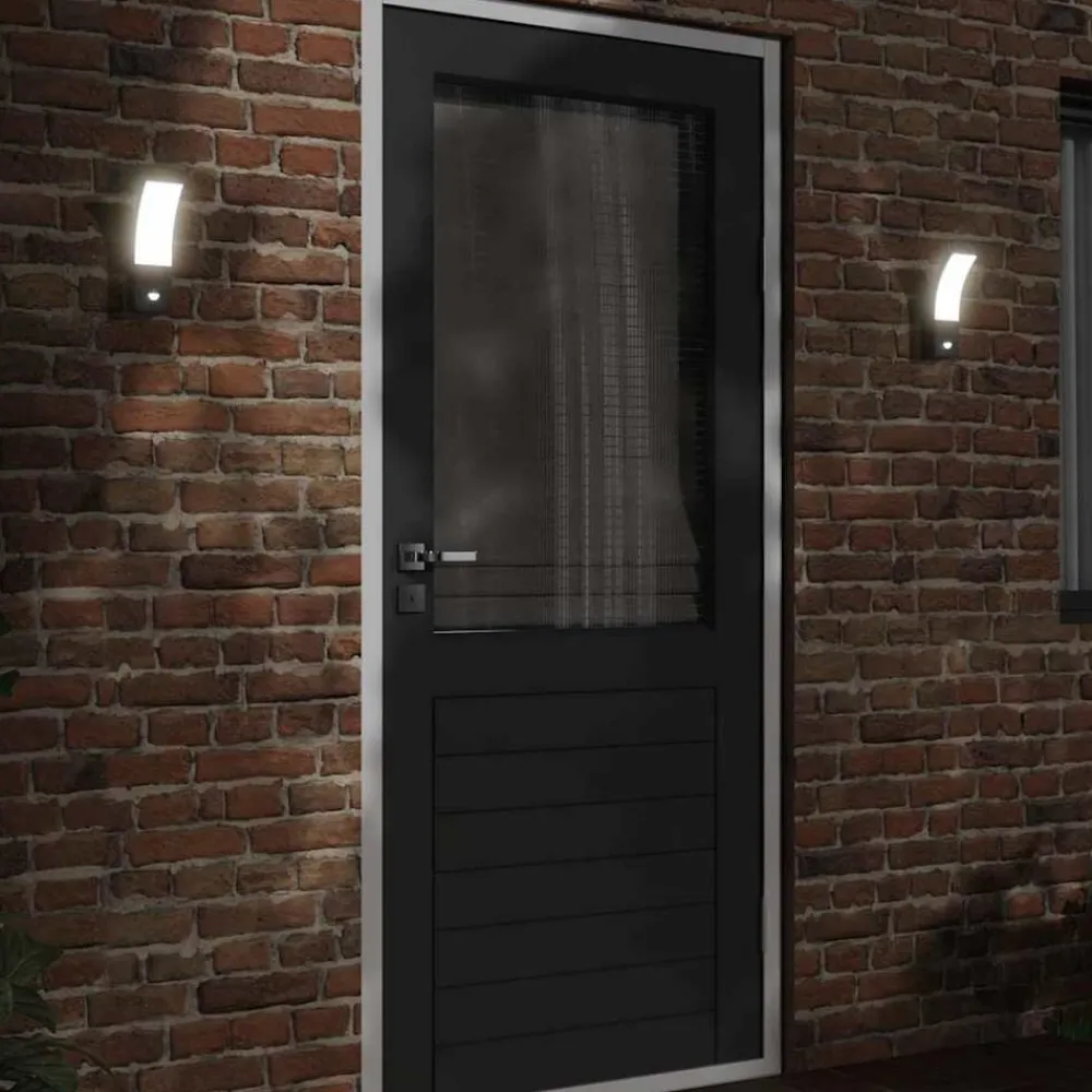 vidaXL Iluminación-Lámparas de pared LED exterior con sensor 2 uds aluminio
