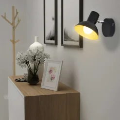 vidaXL Iluminación-Lámparas de pared para 2 bombillas E27 negra dorada 2 unidades