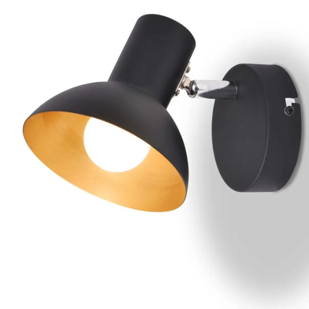 vidaXL Iluminación-Lámparas de pared para 2 bombillas E27 negra dorada 2 unidades