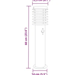 vidaXL Iluminación-Lámparas de suelo de exterior con sensor acero inoxidable 60 cm