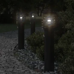 vidaXL Iluminación-Lámparas de suelo de exterior con sensor acero 60 cm
