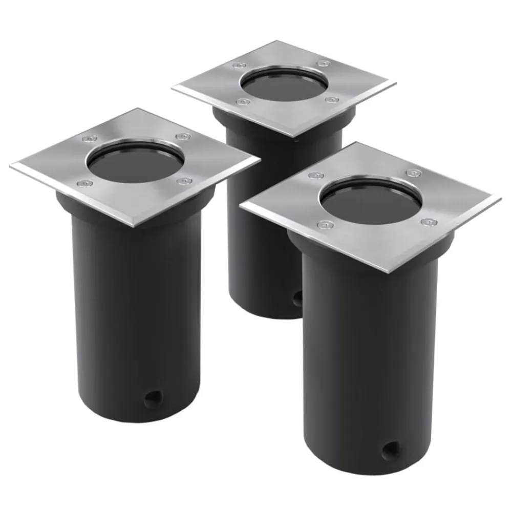 vidaXL Iluminación-Lámparas de suelo de jardín cuadradas 3 unidades