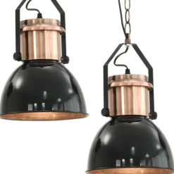 vidaXL Iluminación-Lámparas de techo 2 unidades redondas negro E27